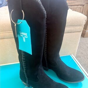 New Lane Plain Jane Boot Jet Black Suede Size 8.5